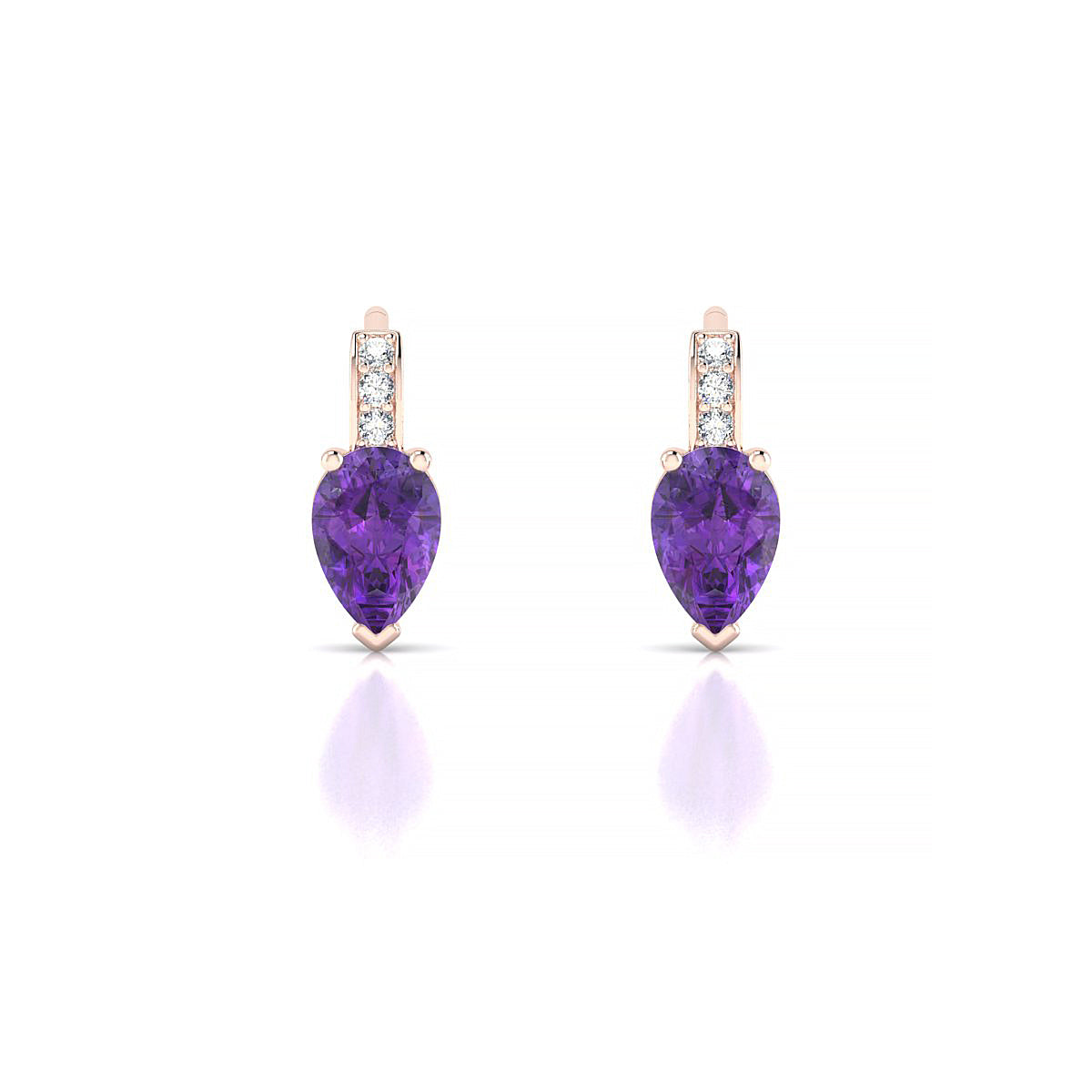 Exquisite | 18k Rose Gold 6 x 4 mm Pear Amethyst Earrings