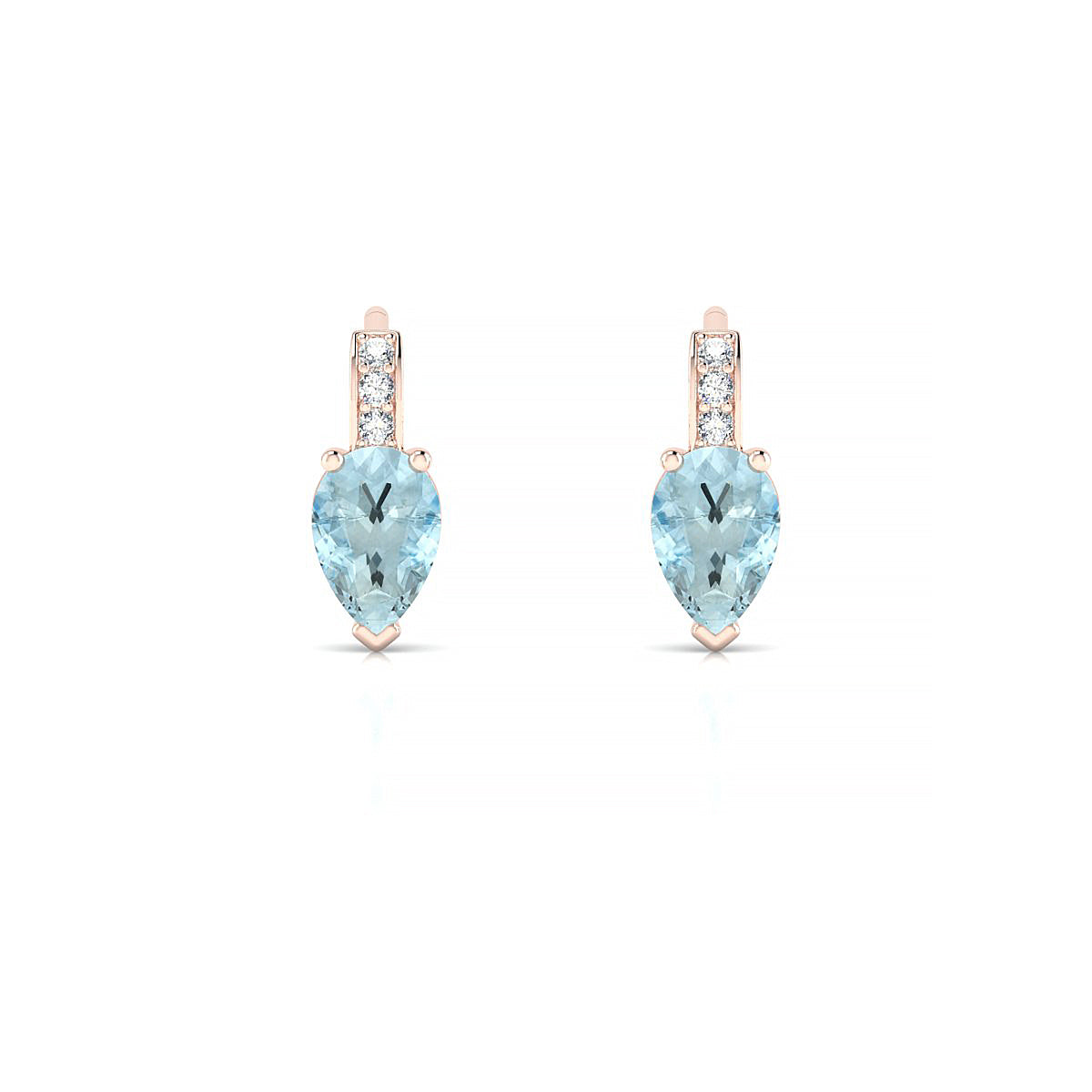 Exquisite | 18k Rose Gold 6 x 4 mm Pear Aquamarine Earrings