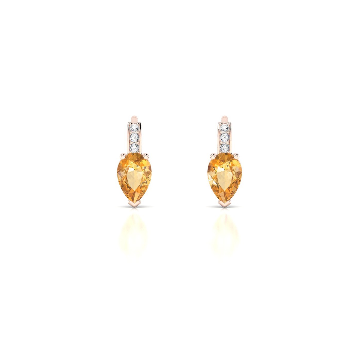 Exquisite | 18k Rose Gold 6 x 4 mm Pear Citrine Earrings