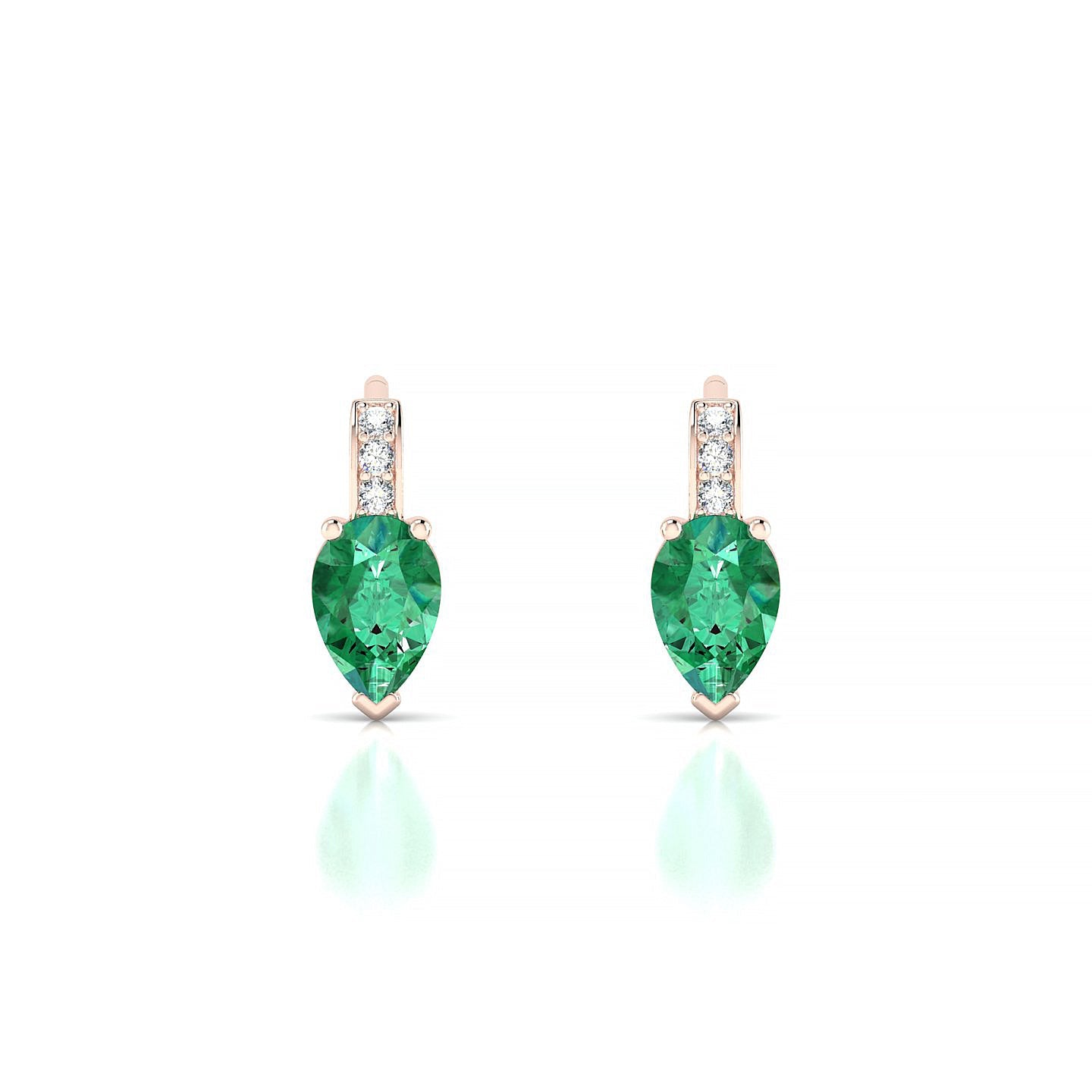Exquisite | 18k Rose Gold 6 x 4 mm Pear Emerald Earrings