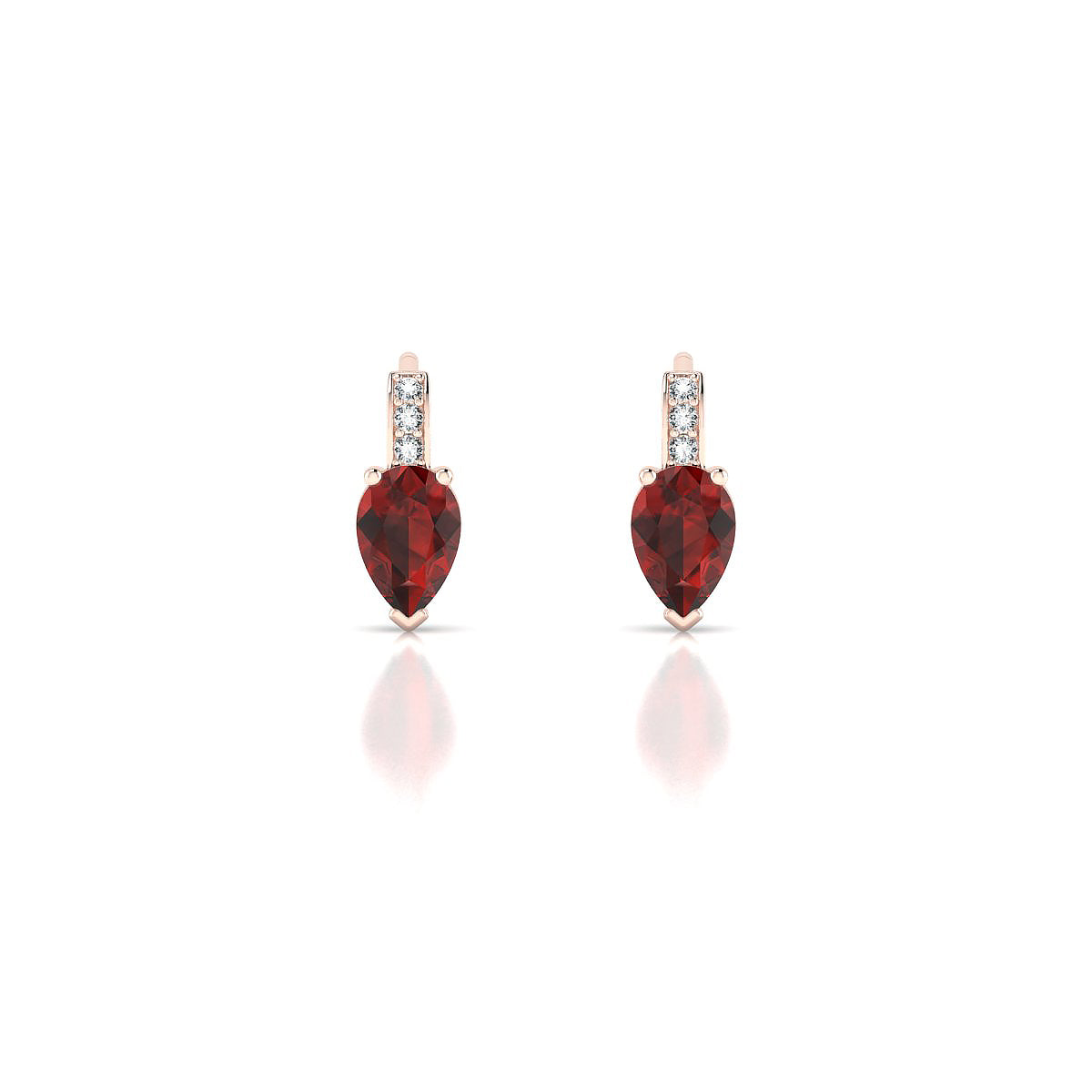 Exquisite | 18k Rose Gold 6 x 4 mm Pear Garnet Earrings