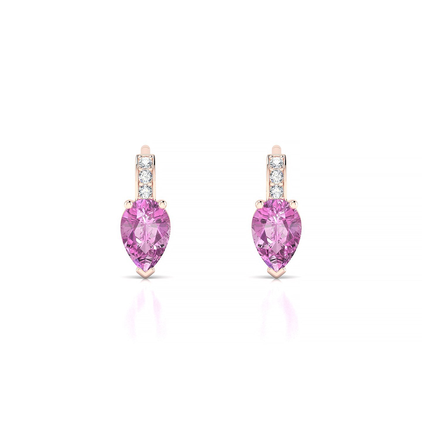 Exquisite | 18k Rose Gold 6 x 4 mm Pear Pink Sapphire Earrings