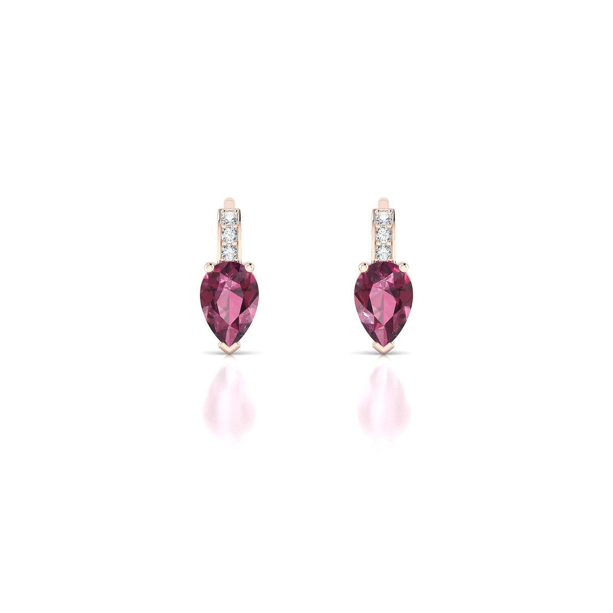 Exquisite | 18k Rose Gold 6 x 4 mm Pear Rhodolite Earrings