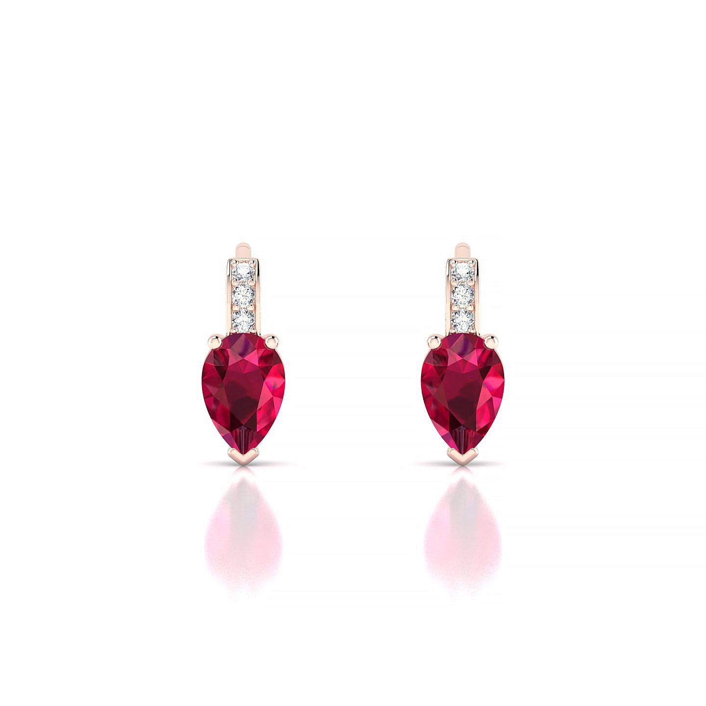 Exquisite | 18k Rose Gold 6 x 4 mm Pear Ruby Earrings
