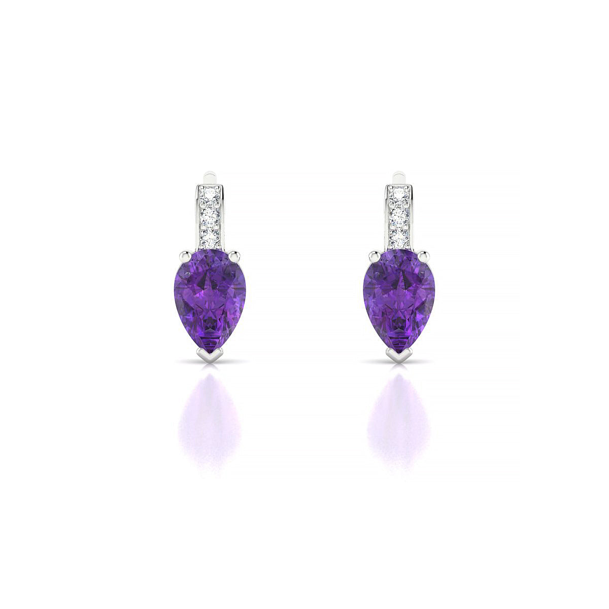 Exquisite | 18k White Gold 6 x 4 mm Pear Amethyst Earrings