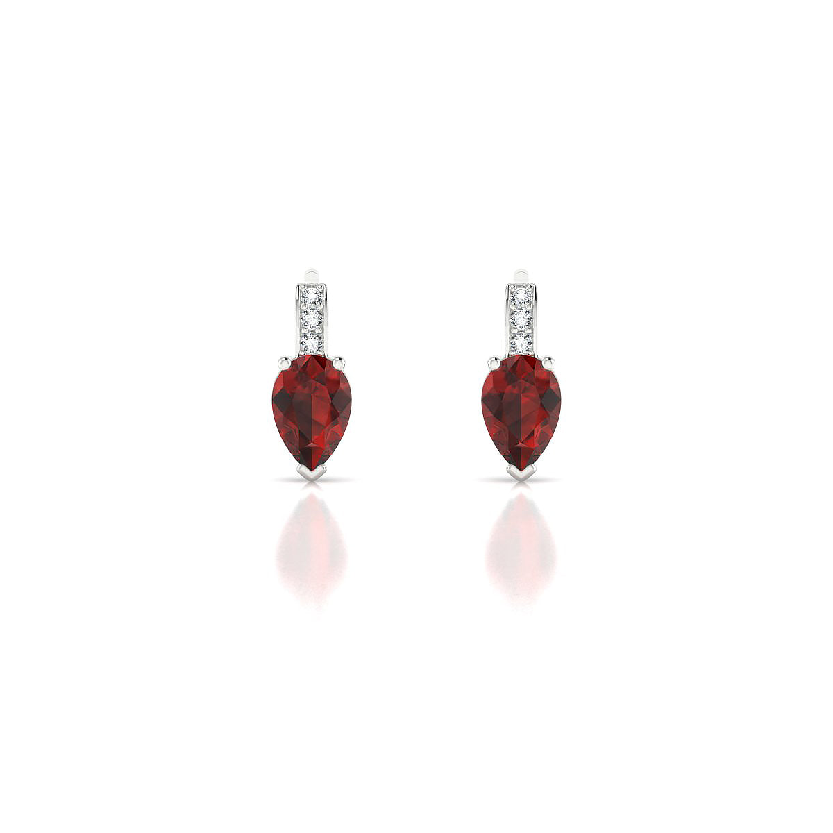 Exquisite | 18k White Gold 6 x 4 mm Pear Garnet Earrings
