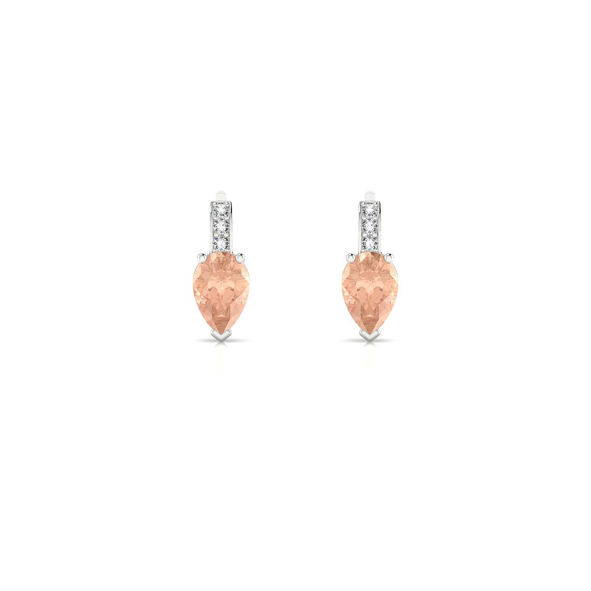 Exquisite | 18k White Gold 6 x 4 mm Pear Morganite Earrings