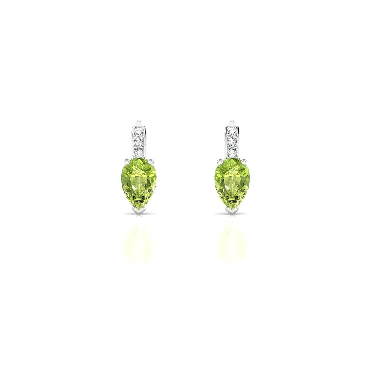 Exquisite | 18k White Gold 6 x 4 mm Pear Peridot Earrings