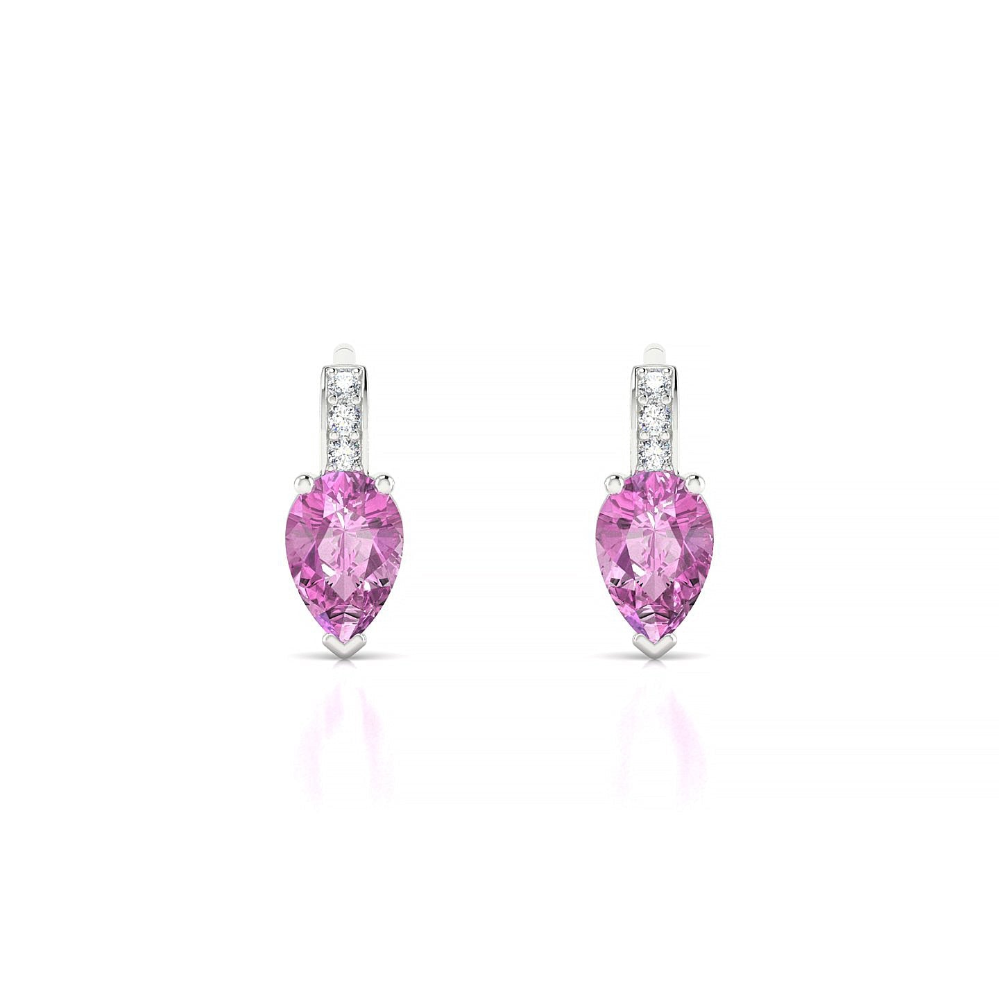 Exquisite | 18k White Gold 6 x 4 mm Pear Pink Sapphire Earrings
