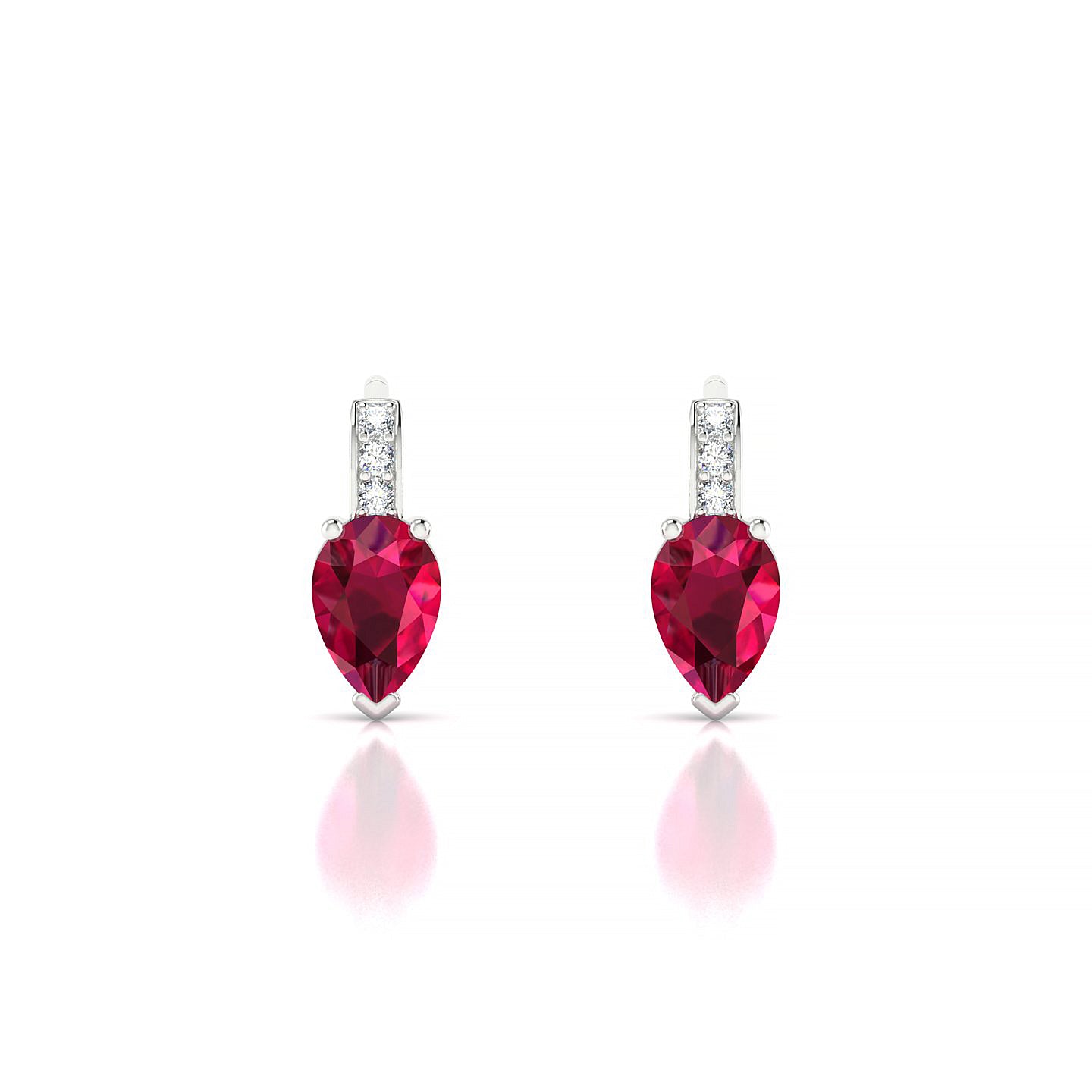Exquisite | 18k White Gold 6 x 4 mm Pear Ruby Earrings