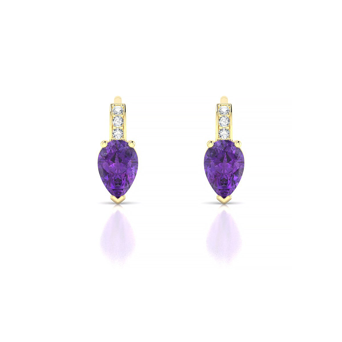 Exquisite | 18k Yellow Gold 6 x 4 mm Pear Amethyst Earrings