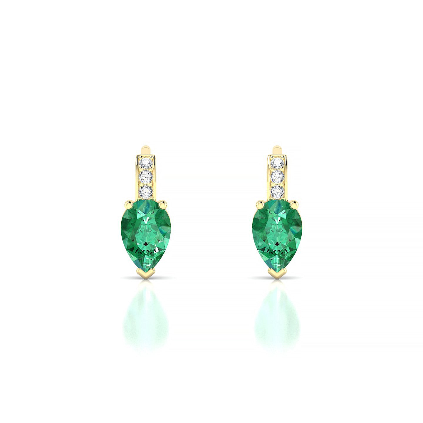Exquisite | 18k Yellow Gold 6 x 4 mm Pear Emerald Earrings