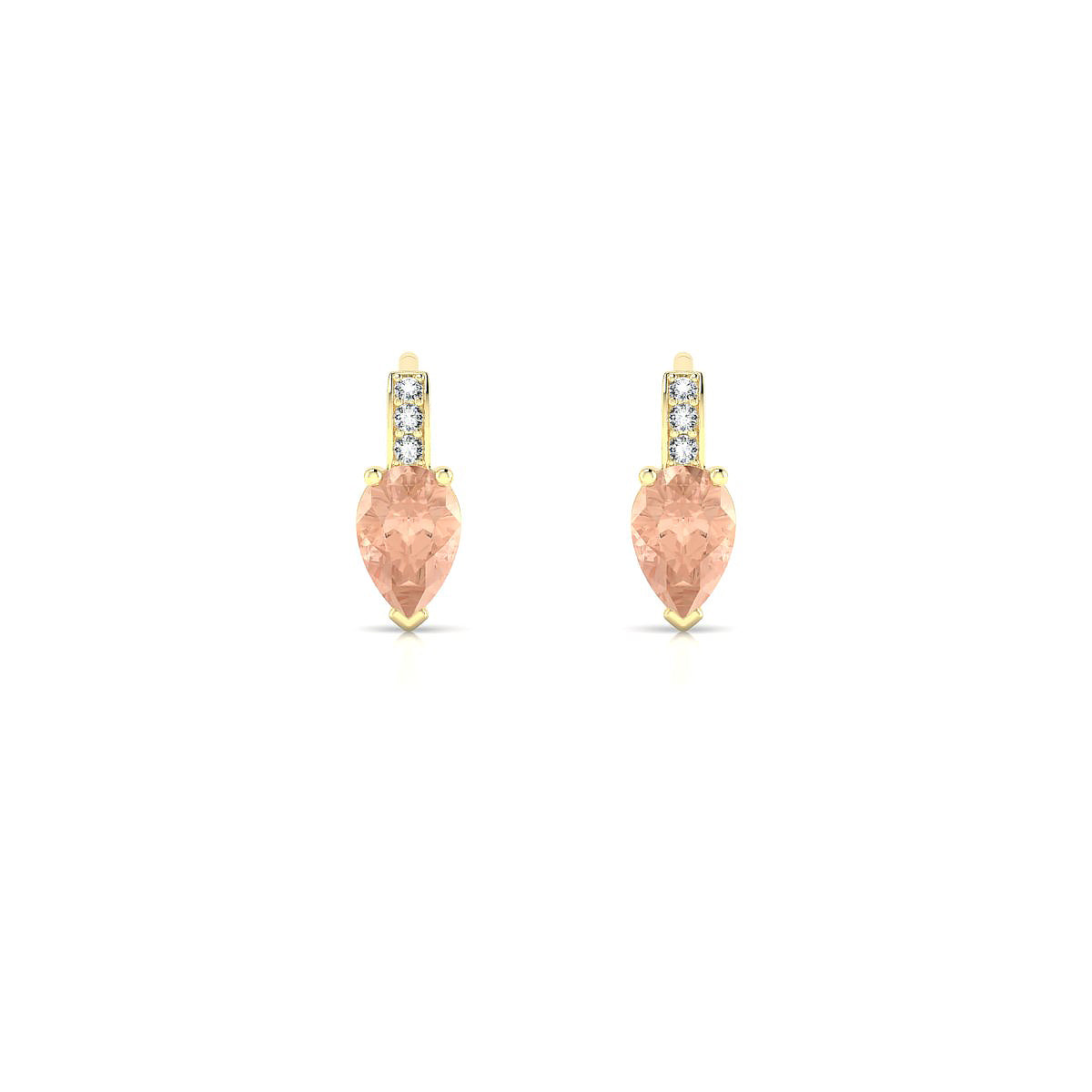 Exquisite | 18k Yellow Gold 6 x 4 mm Pear Morganite Earrings