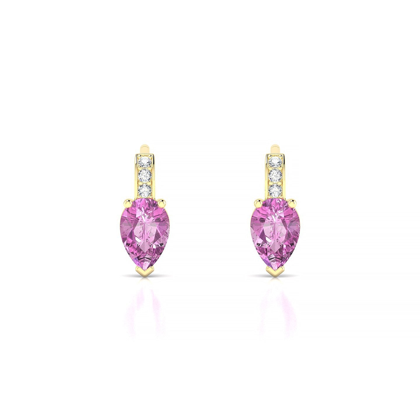 Exquisite | 18k Yellow Gold 6 x 4 mm Pear Pink Sapphire Earrings