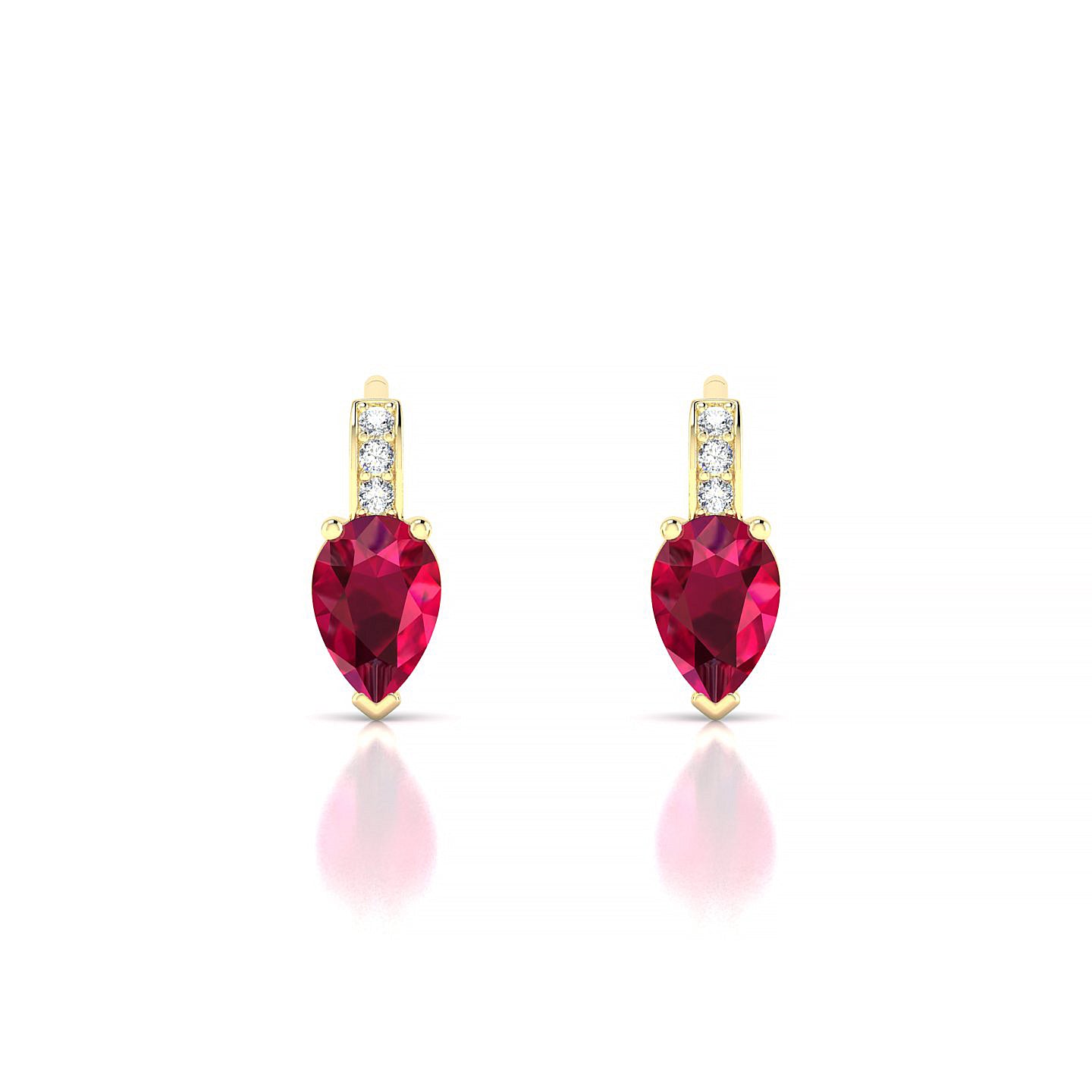 Exquisite | 18k Yellow Gold 6 x 4 mm Pear Ruby Earrings