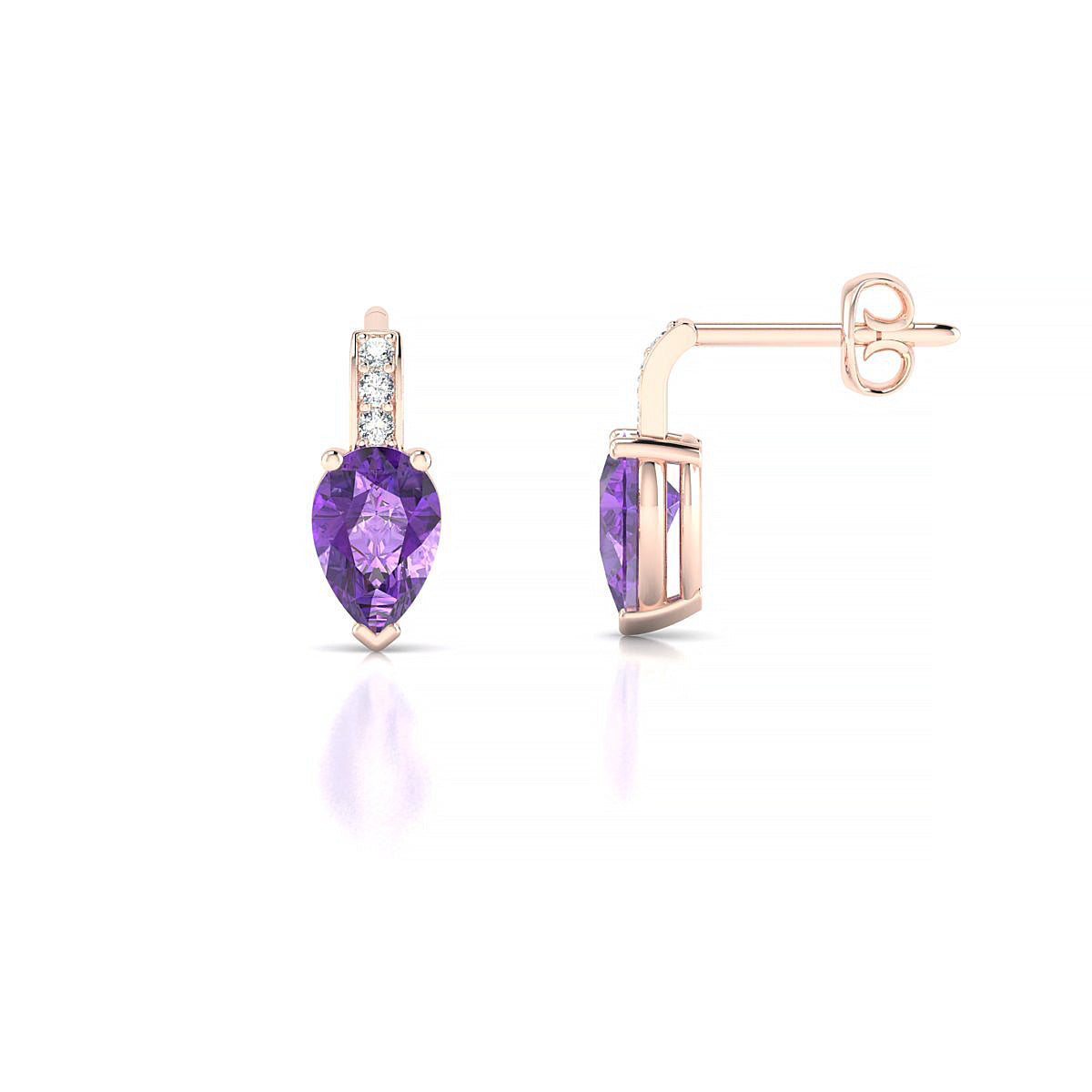 Exquisite | 18k Rose Gold 6 x 4 mm Pear Amethyst Earrings