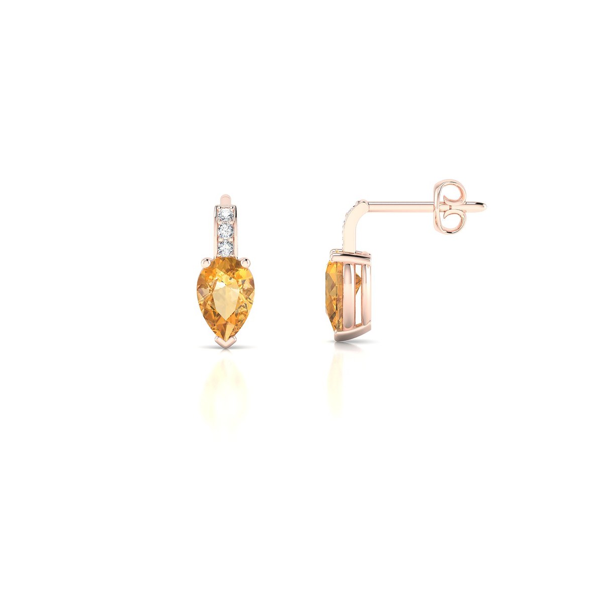 Exquisite | 18k Rose Gold 6 x 4 mm Pear Citrine Earrings