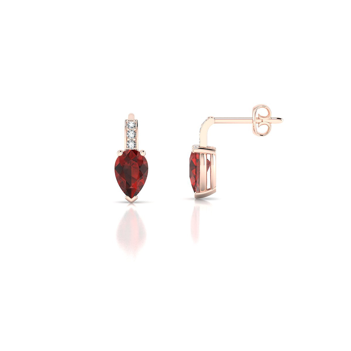 Exquisite | 18k Rose Gold 6 x 4 mm Pear Garnet Earrings