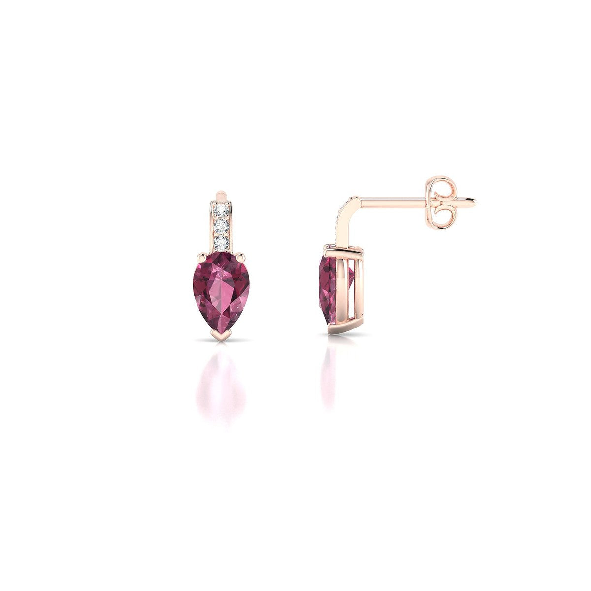 Exquisite | 18k Rose Gold 6 x 4 mm Pear Rhodolite Earrings