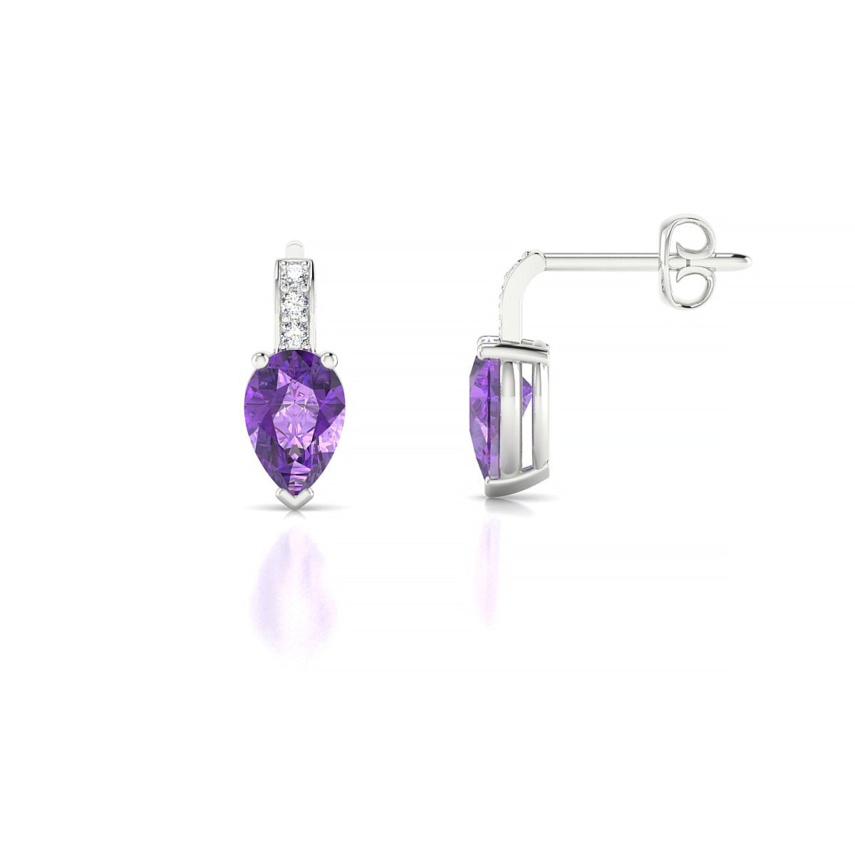 Exquisite | 18k White Gold 6 x 4 mm Pear Amethyst Earrings