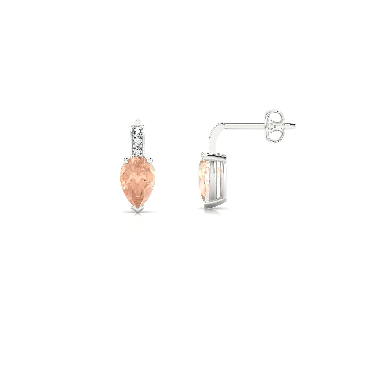 Exquisite | 18k White Gold 6 x 4 mm Pear Morganite Earrings