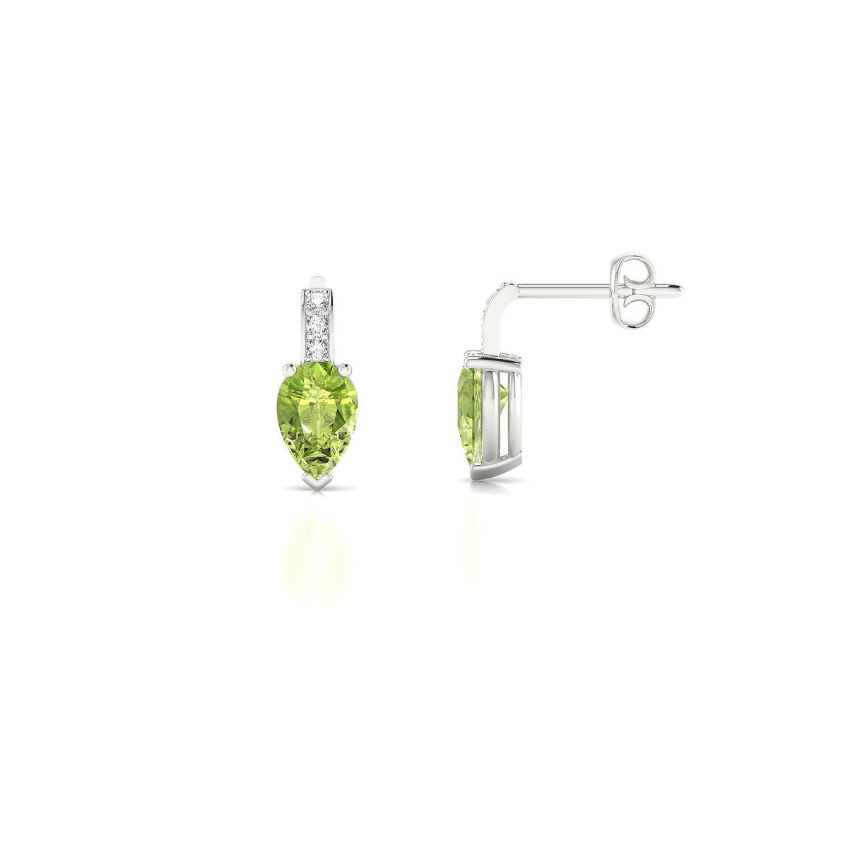 Exquisite | 18k White Gold 6 x 4 mm Pear Peridot Earrings