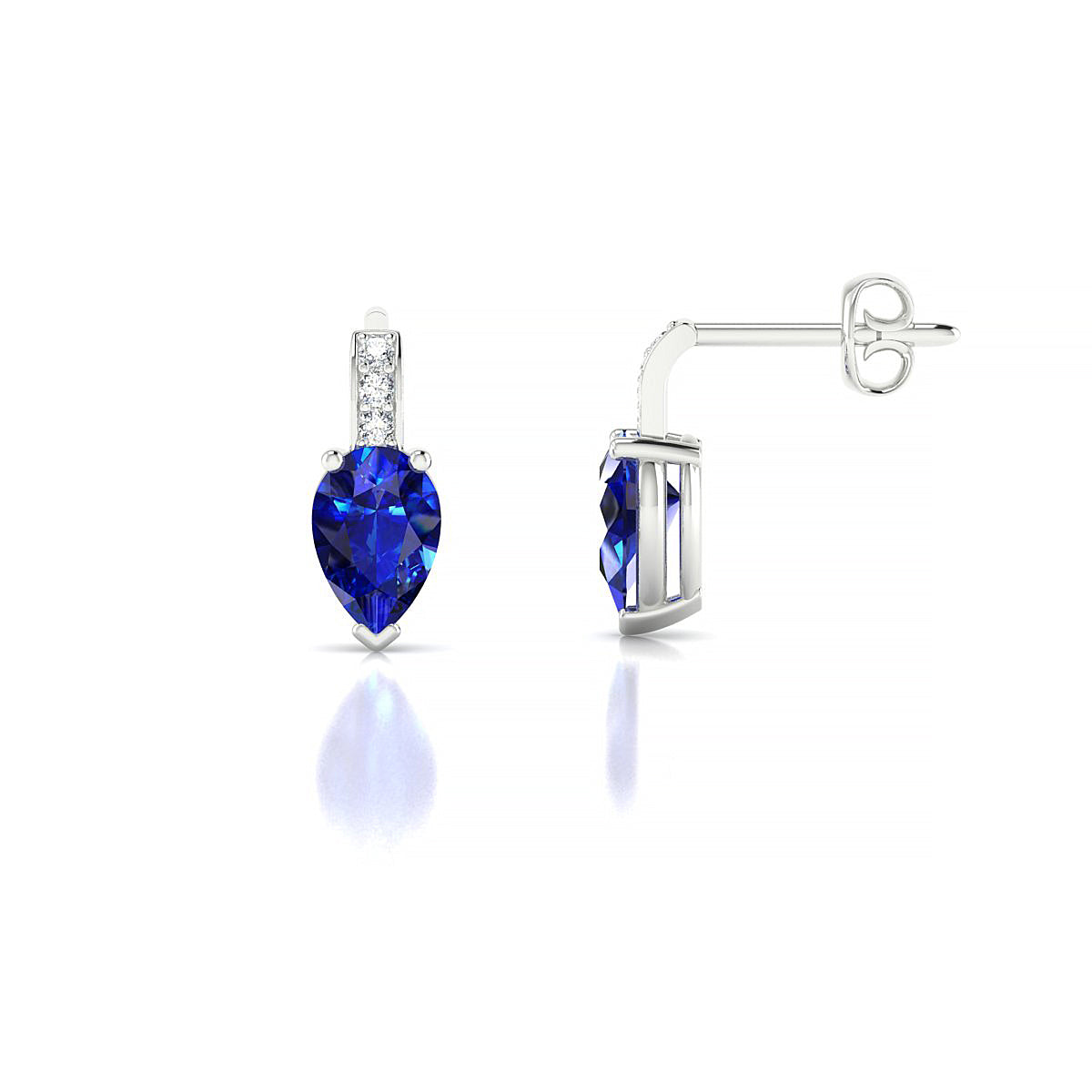 Exquisite | 18k White Gold 6 x 4 mm Pear Sapphire Earrings