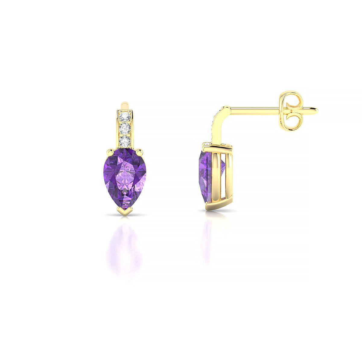 Exquisite | 18k Yellow Gold 6 x 4 mm Pear Amethyst Earrings