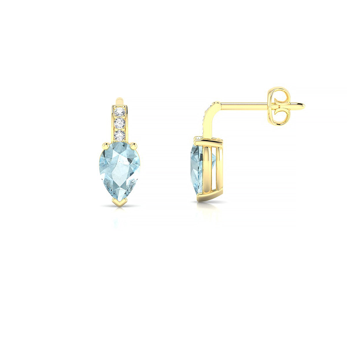 Exquisite | 18k Yellow Gold 6 x 4 mm Pear Aquamarine Earrings