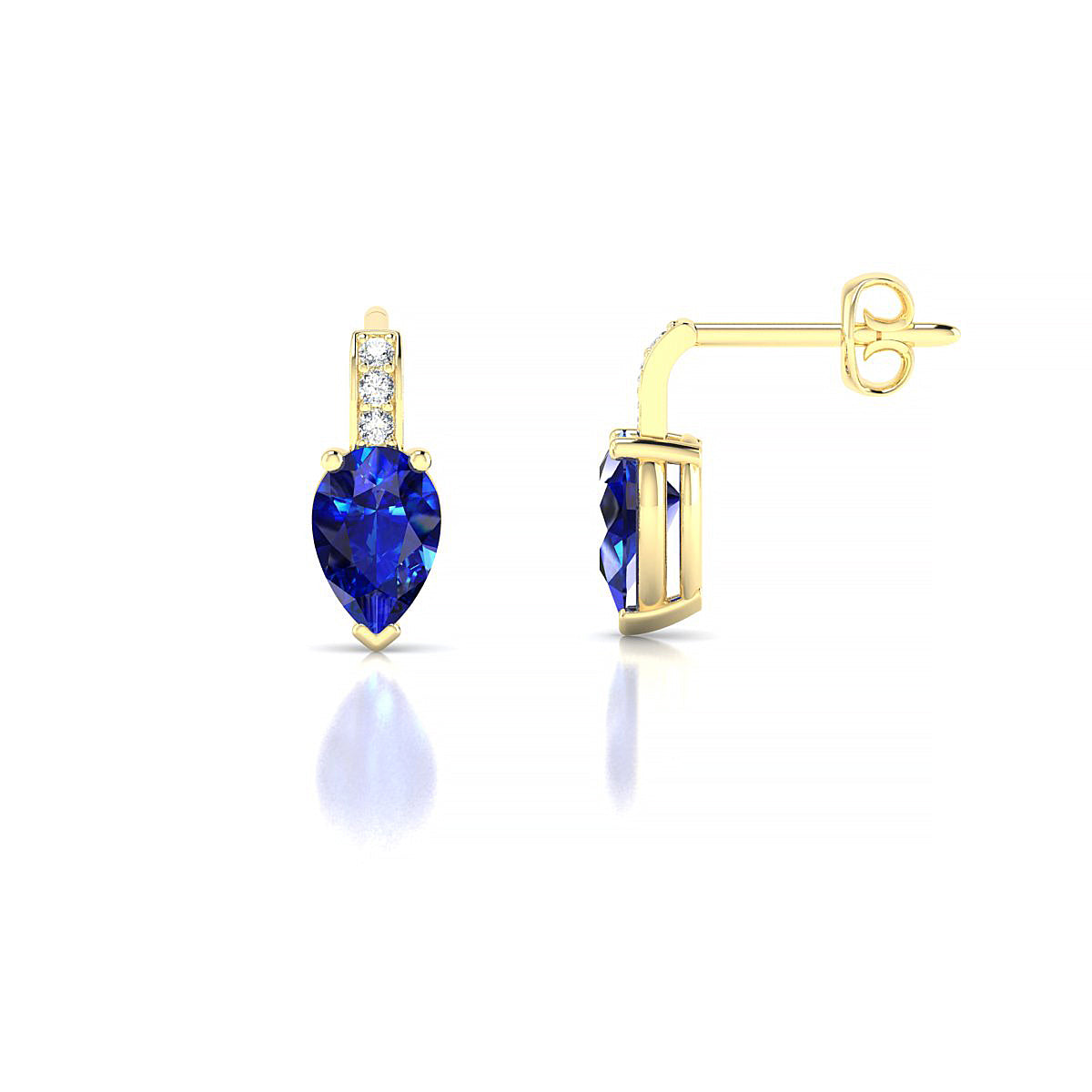 Exquisite | 18k Yellow Gold 6 x 4 mm Pear Sapphire Earrings