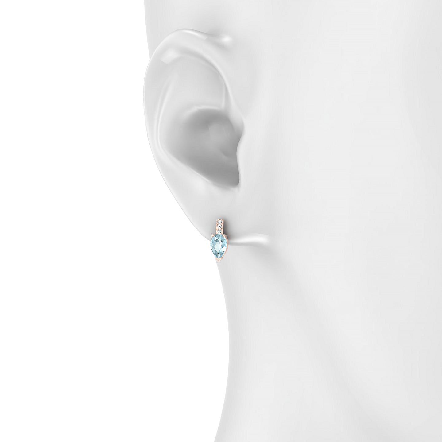 Exquisite | 18k Rose Gold 6 x 4 mm Pear Aquamarine Earrings