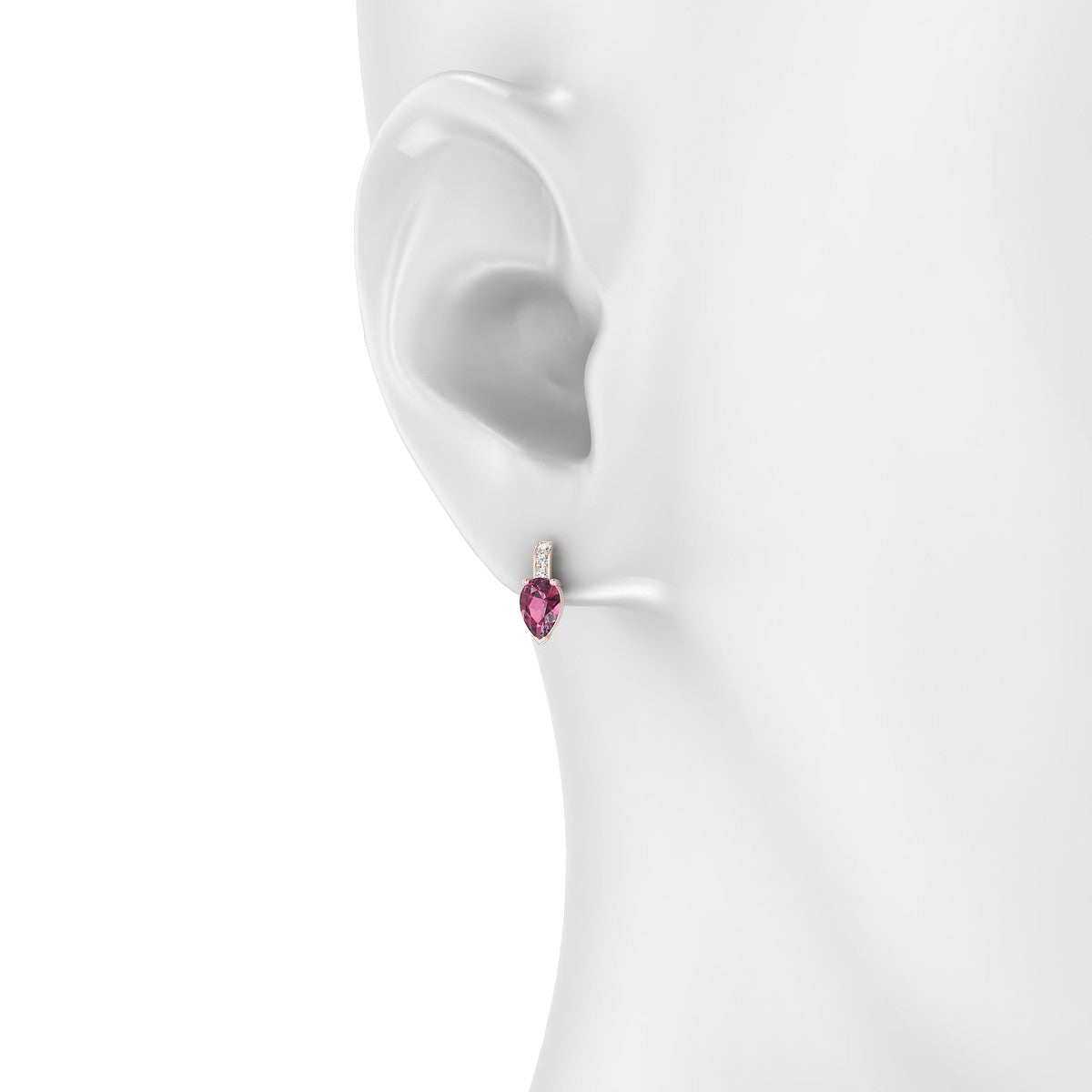 Exquisite | 18k Rose Gold 6 x 4 mm Pear Rhodolite Earrings