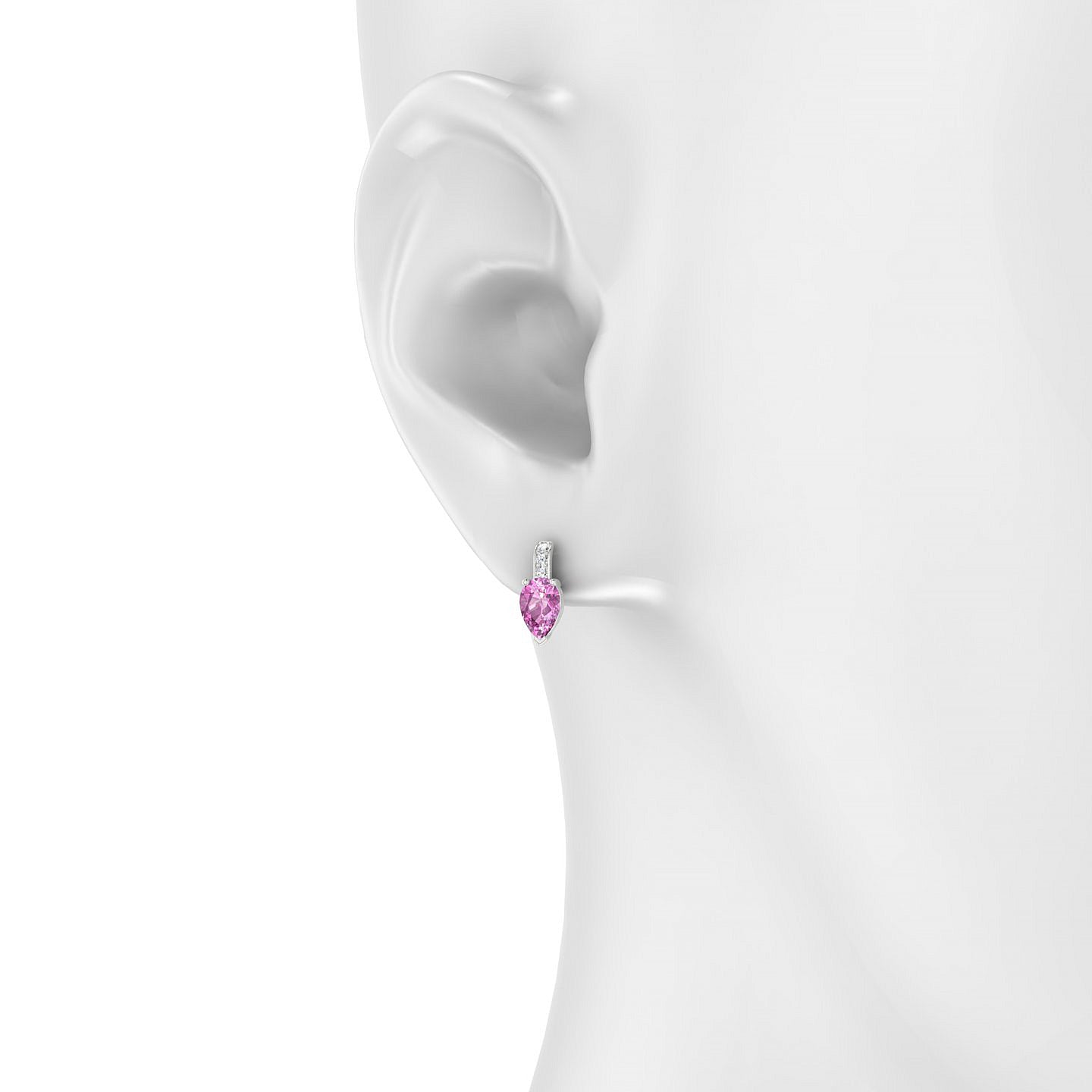 Exquisite | 18k White Gold 6 x 4 mm Pear Pink Sapphire Earrings