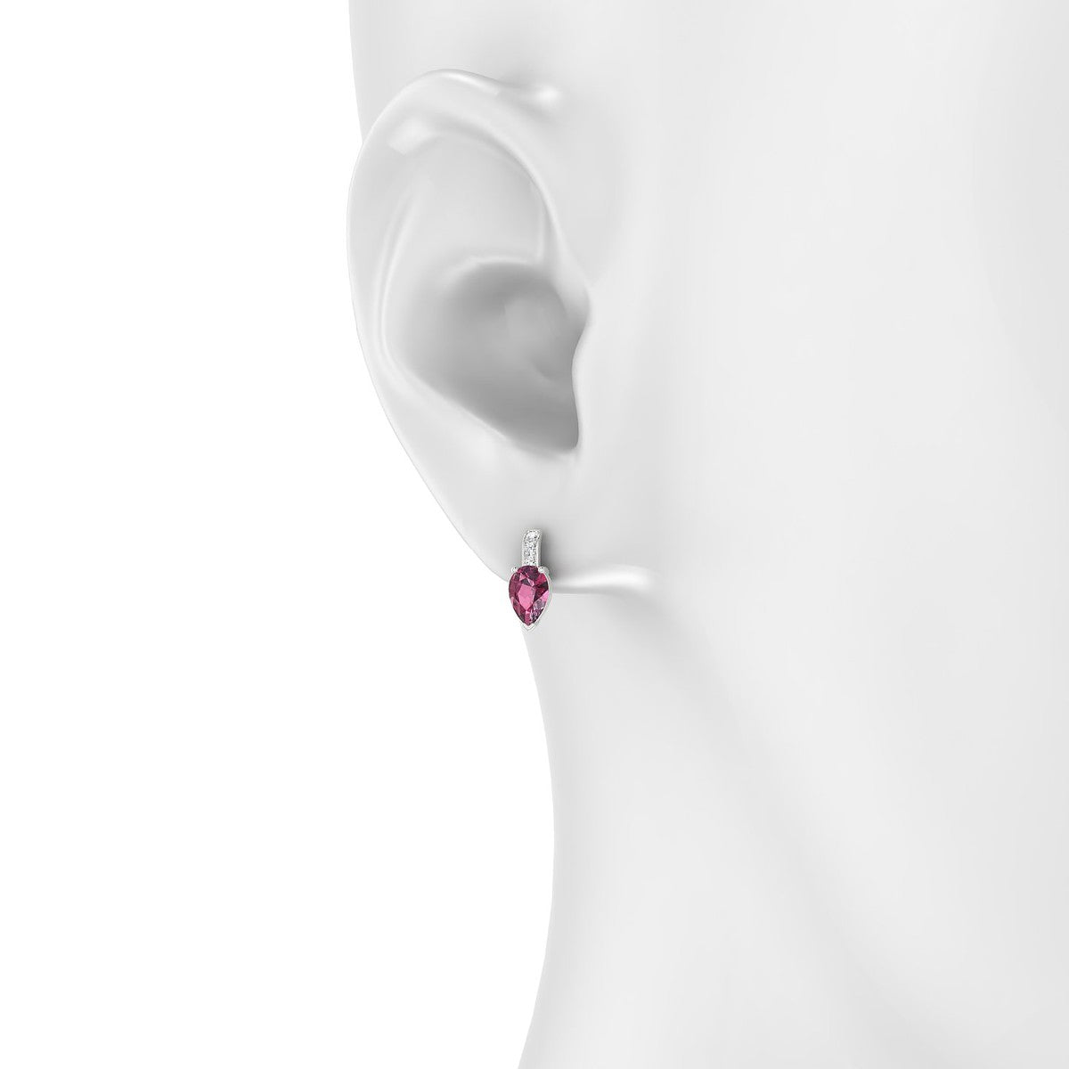 Exquisite | 18k White Gold 6 x 4 mm Pear Rhodolite Earrings