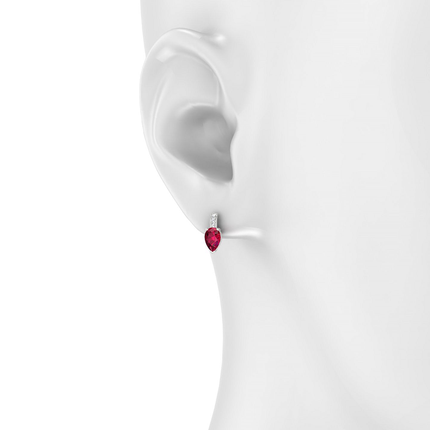 Exquisite | 18k White Gold 6 x 4 mm Pear Ruby Earrings