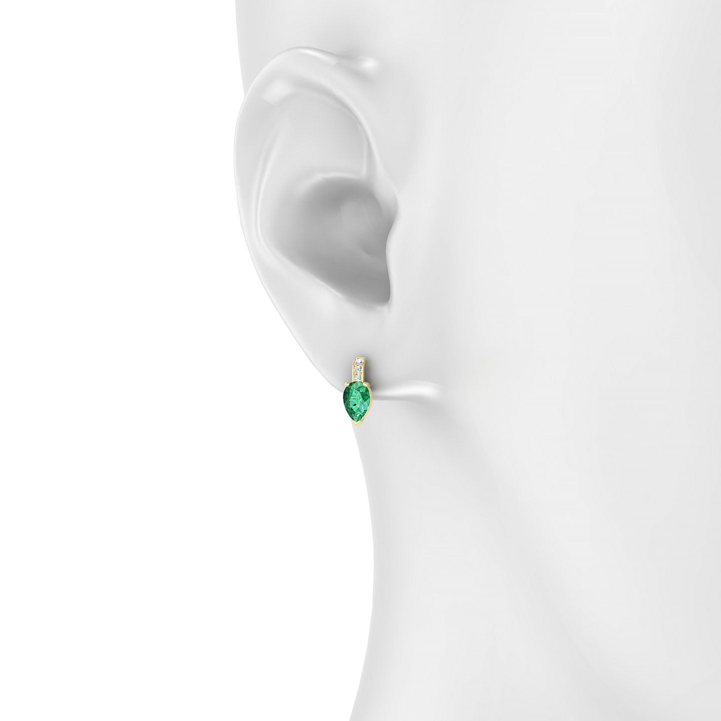 Exquisite | 18k Yellow Gold 6 x 4 mm Pear Emerald Earrings