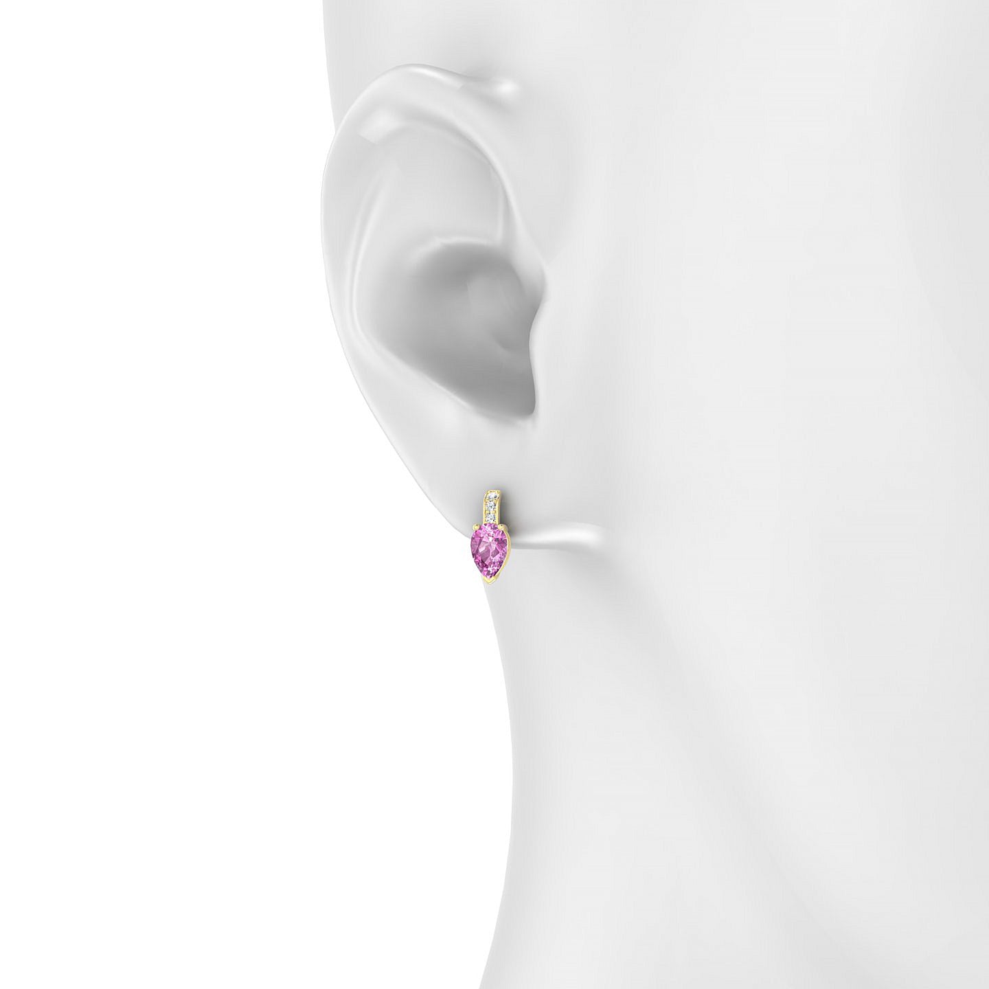 Exquisite | 18k Yellow Gold 6 x 4 mm Pear Pink Sapphire Earrings