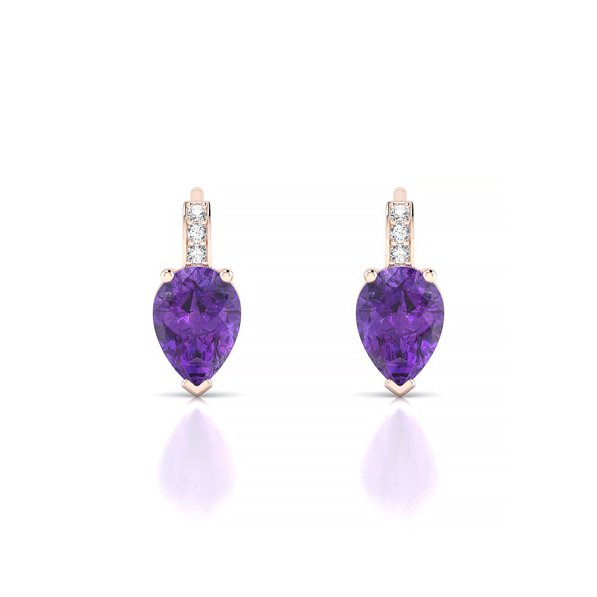 Exquisite | 18k Rose Gold 7 x 5 mm Pear Amethyst Earrings