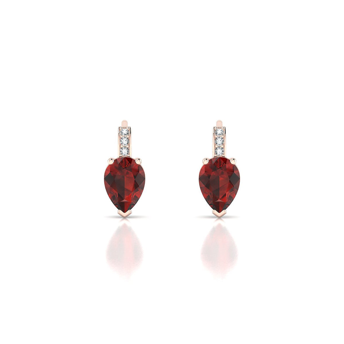 Exquisite | 18k Rose Gold 7 x 5 mm Pear Garnet Earrings