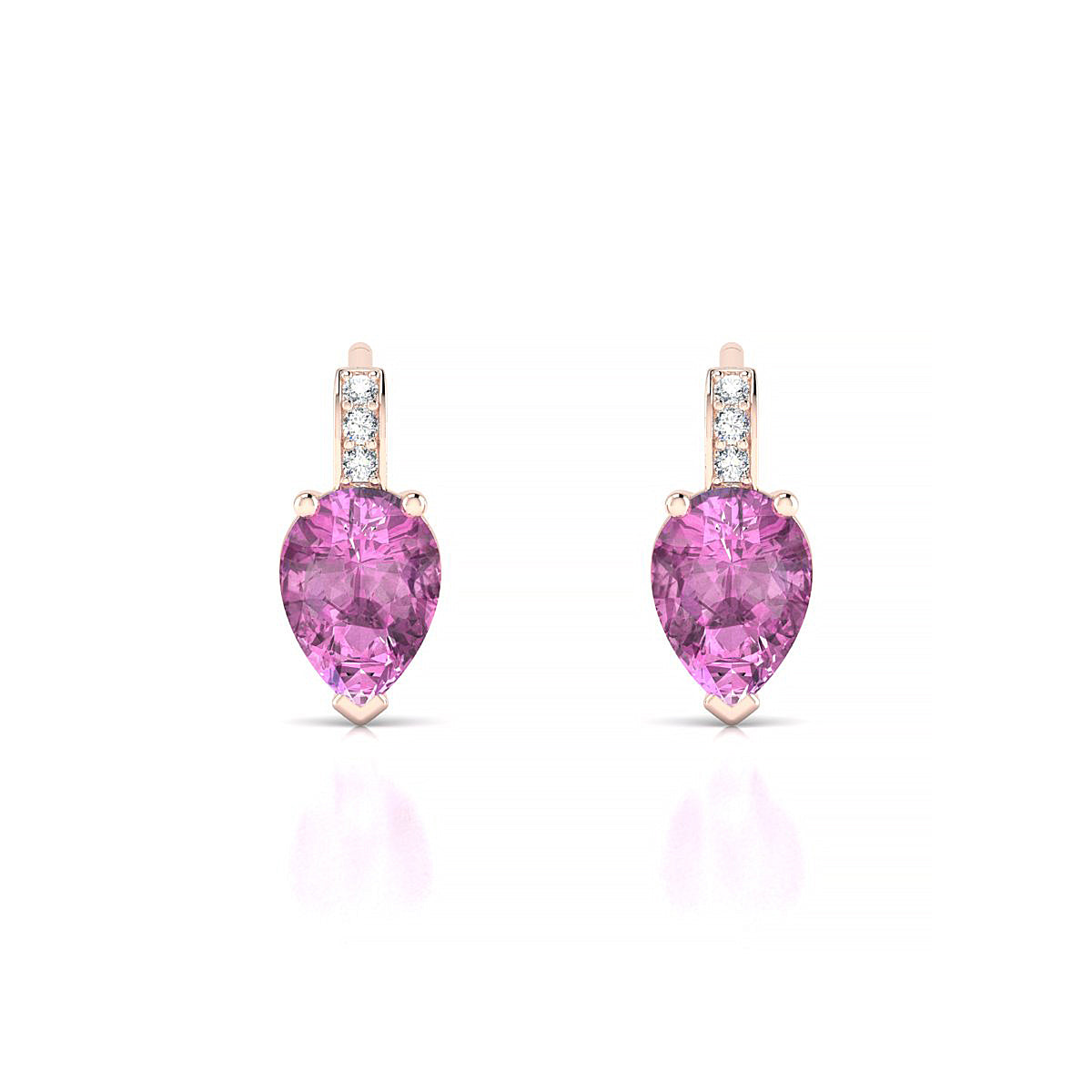 Exquisite | 18k Rose Gold 7 x 5 mm Pear Pink Sapphire Earrings