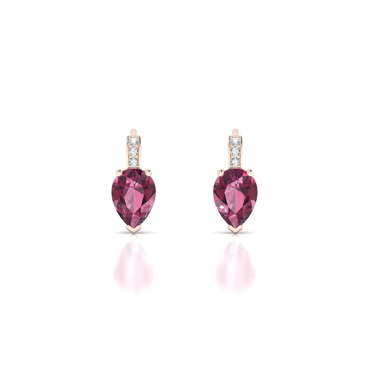 Exquisite | 18k Rose Gold 7 x 5 mm Pear Rhodolite Earrings