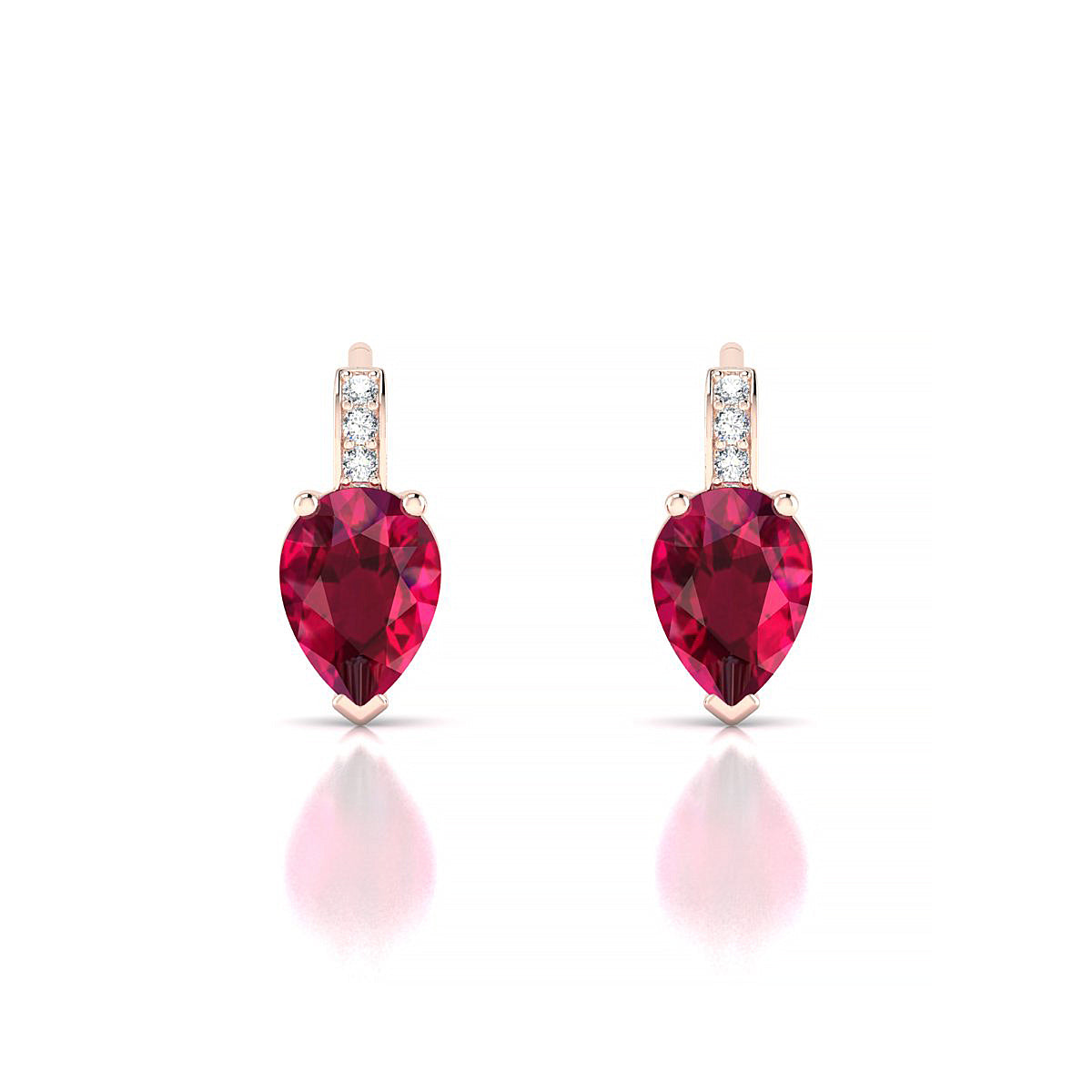 Exquisite | 18k Rose Gold 7 x 5 mm Pear Ruby Earrings