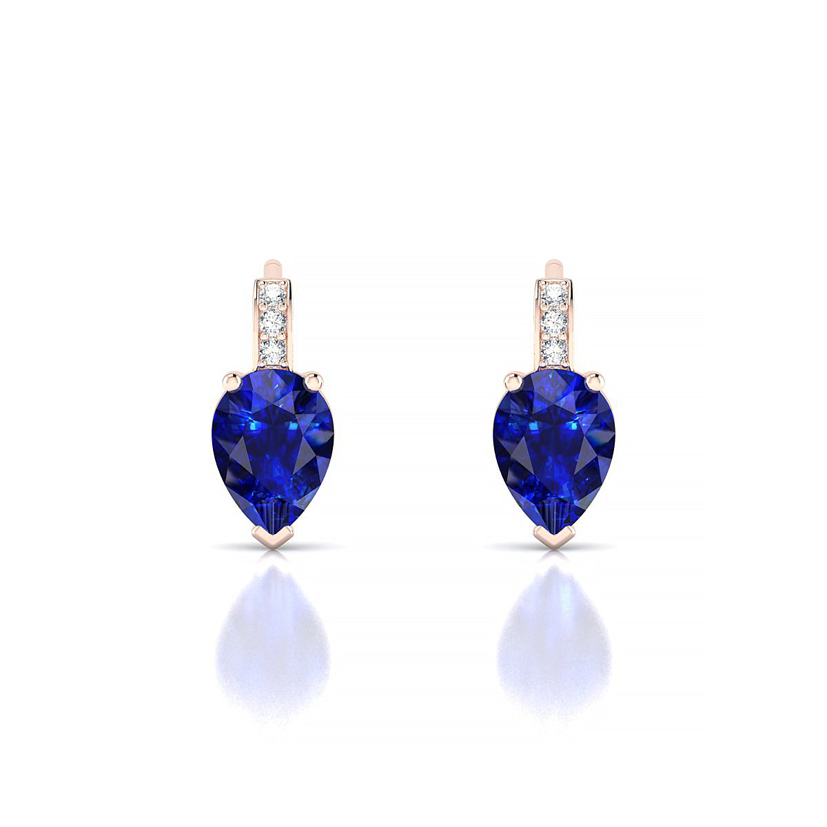 Exquisite | 18k Rose Gold 7 x 5 mm Pear Sapphire Earrings