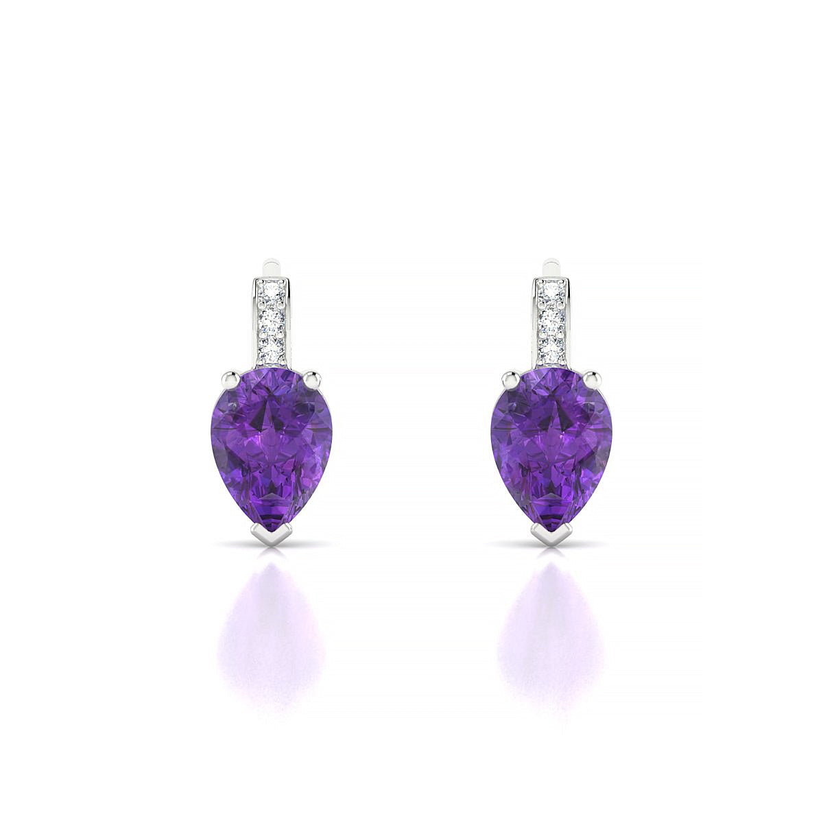Exquisite | 18k White Gold 7 x 5 mm Pear Amethyst Earrings
