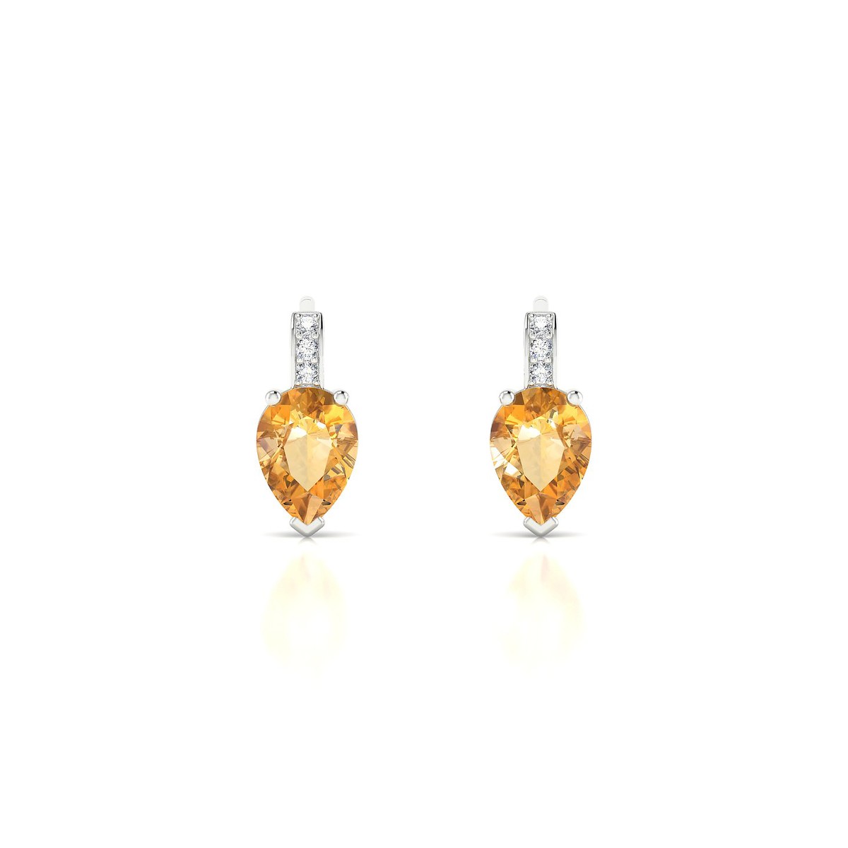Exquisite | 18k White Gold 7 x 5 mm Pear Citrine Earrings