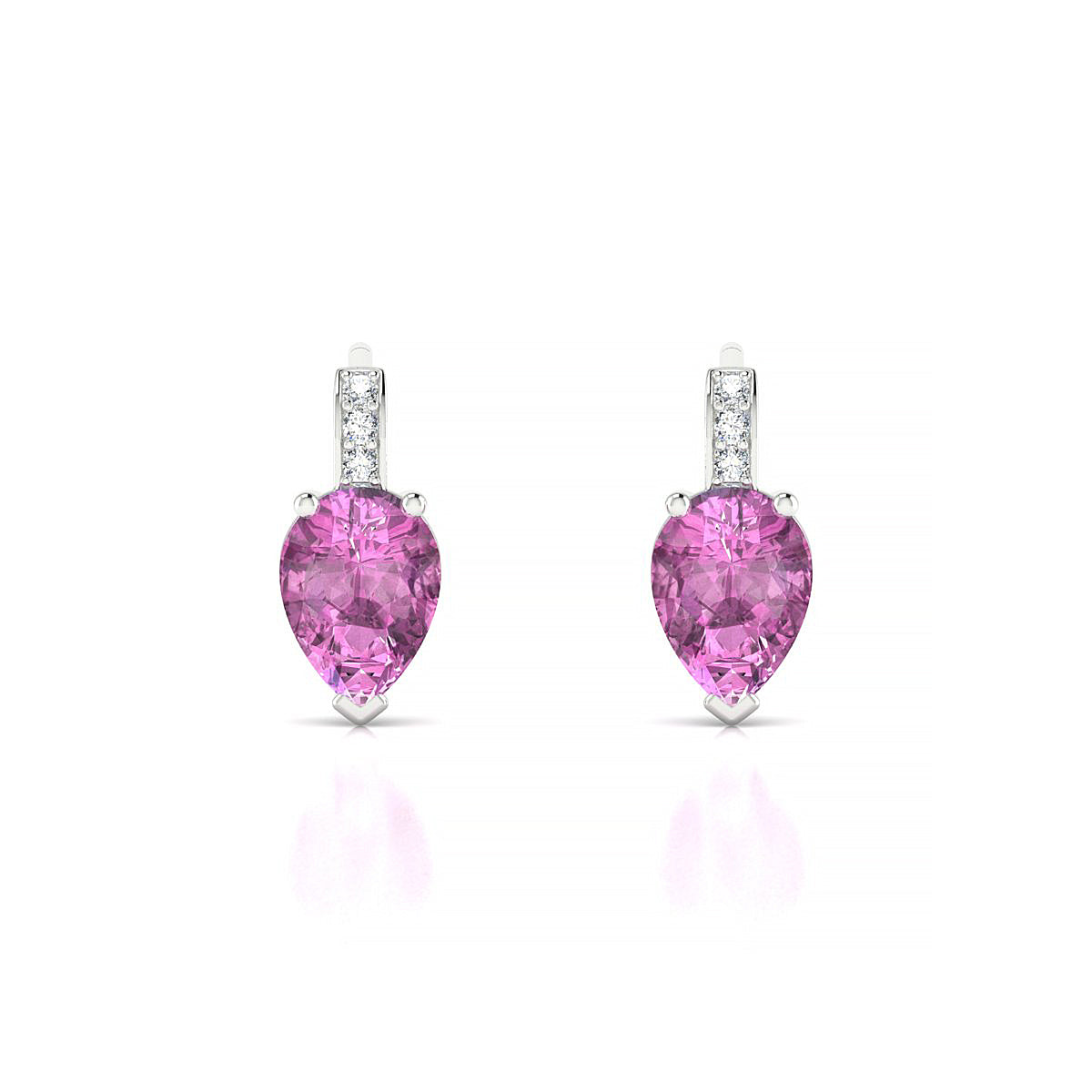 Exquisite | 18k White Gold 7 x 5 mm Pear Pink Sapphire Earrings