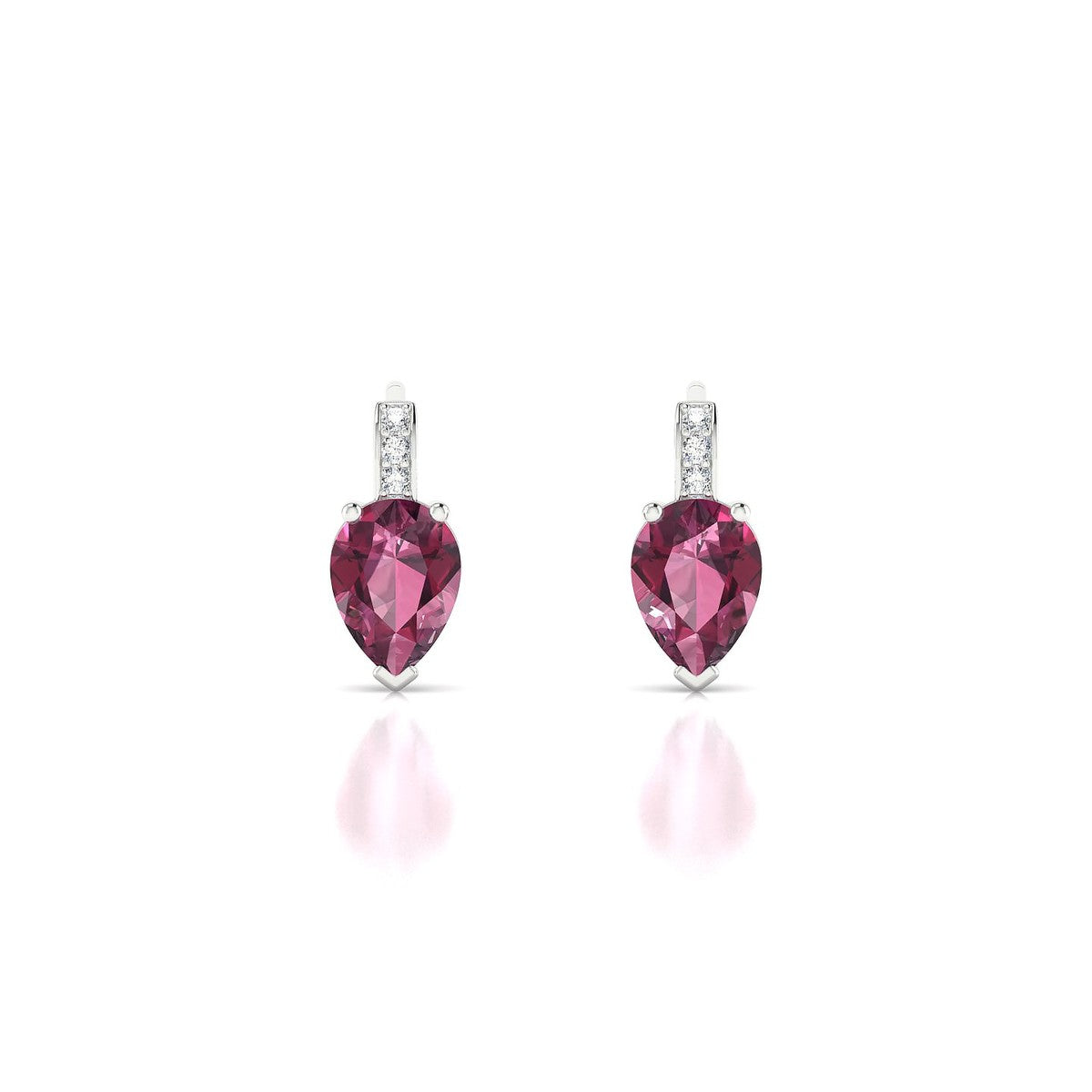 Exquisite | 18k White Gold 7 x 5 mm Pear Rhodolite Earrings