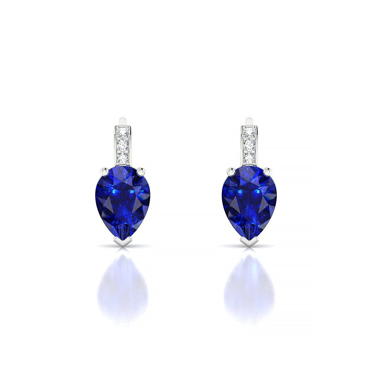 Exquisite | 18k White Gold 7 x 5 mm Pear Sapphire Earrings