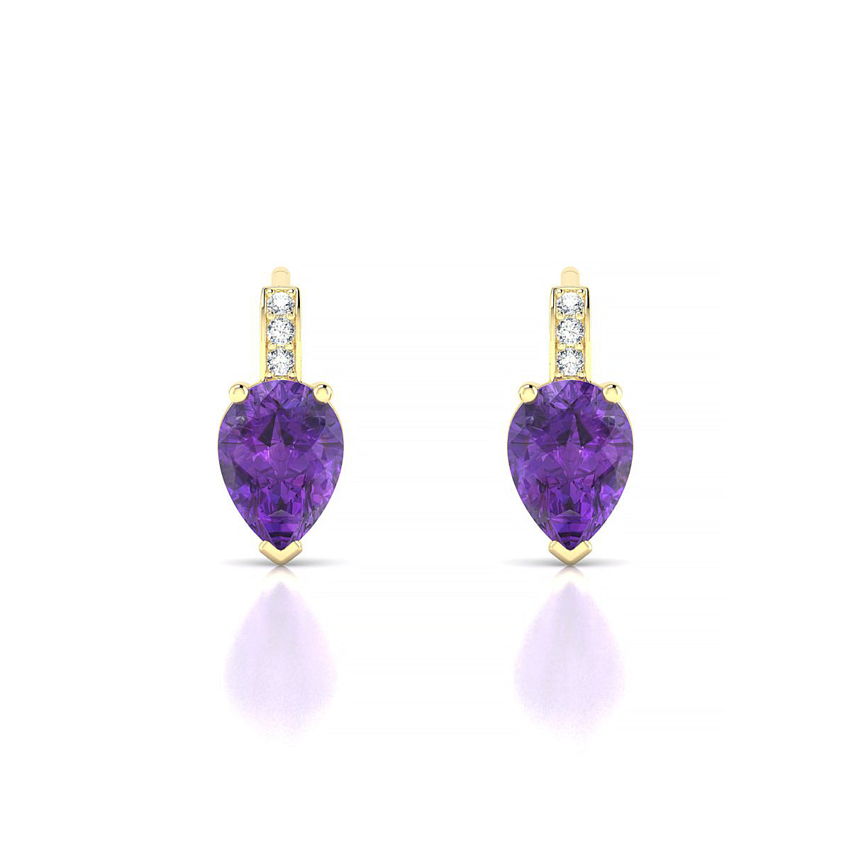 Exquisite | 18k Yellow Gold 7 x 5 mm Pear Amethyst Earrings