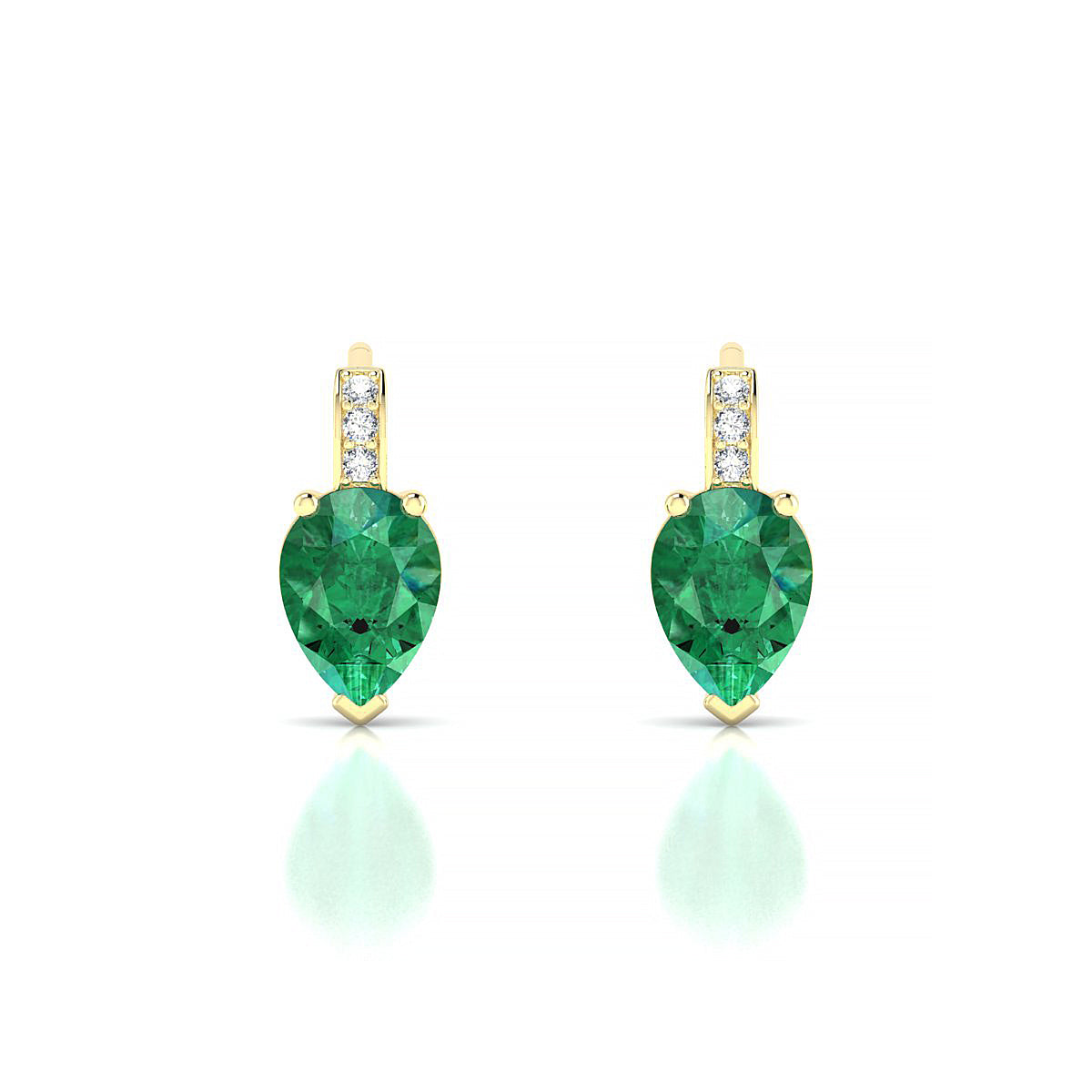 Exquisite | 18k Yellow Gold 7 x 5 mm Pear Emerald Earrings